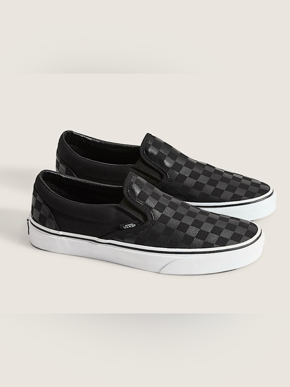 Men’s Vans Black Checkerboard Slip-On Loafers Sz 9 1/2 New